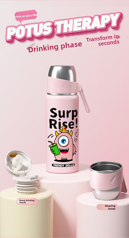 Children's Insulated Cup 316 Stainless Steel Cartoon Straw Bullet Cup