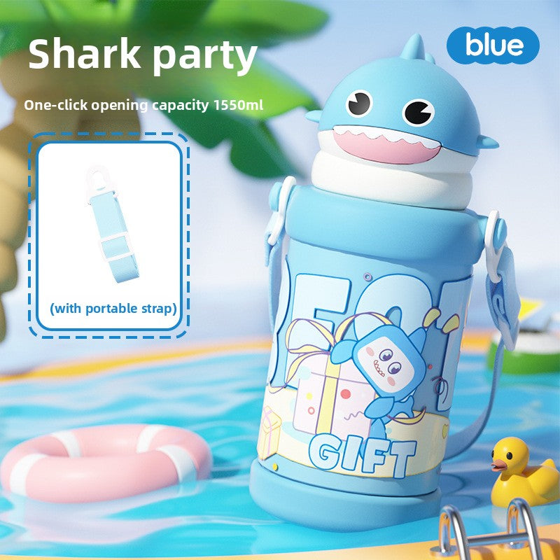 Cartoon Children's 316L Stainless Steel Insulated Tumbler Outdoor Strap Straw Cup