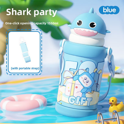 Cartoon Children's 316L Stainless Steel Insulated Tumbler Outdoor Strap Straw Cup