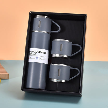 Business One Cup Three Lid Insulated Cup Set 304 Stainless Steel Portable Gift
