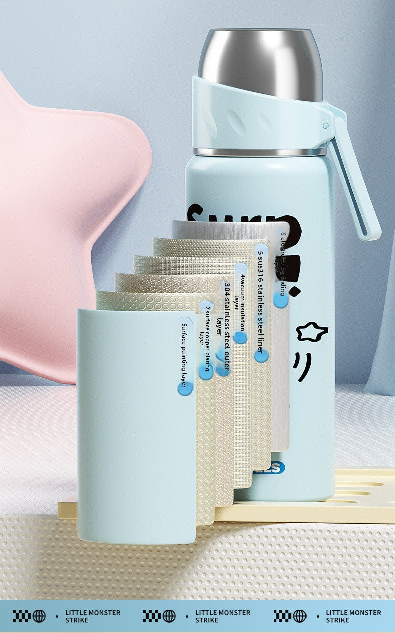 Children's Insulated Cup 316 Stainless Steel Cartoon Straw Bullet Cup