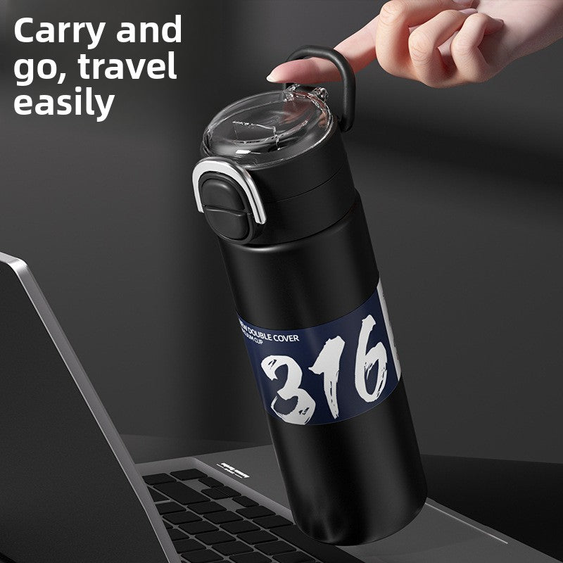 316 Stainless Steel Insulated Cup Portable Straw Cup Double Drinking Bounce Cup