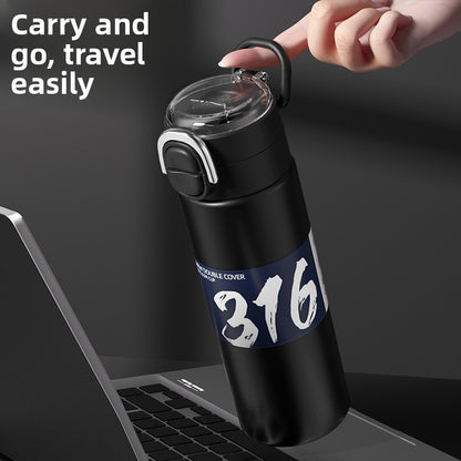 316 Stainless Steel Insulated Cup Portable Straw Cup Double Drinking Bounce Cup