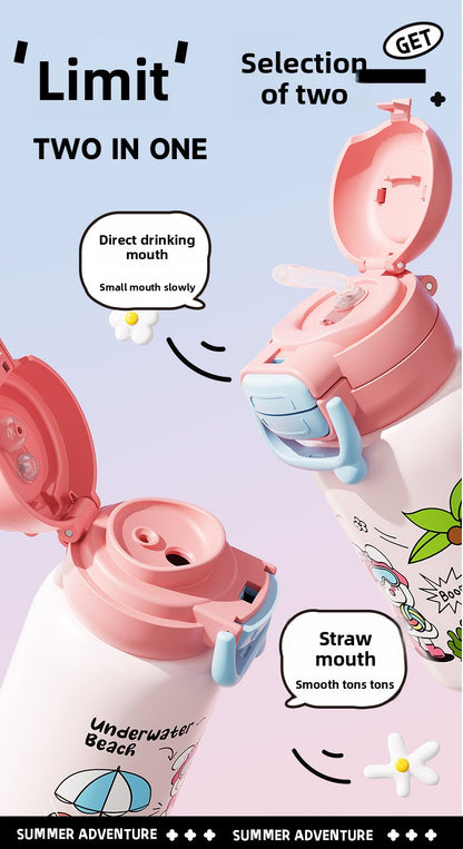 Children's Insulated Cup 316L Stainless Steel Insulated Cup Portable with Strap Water Bottle