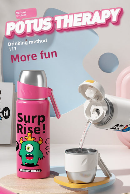 Children's Insulated Cup 316 Stainless Steel Cartoon Straw Bullet Cup