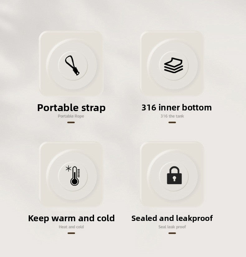 316 Stainless Steel Insulated Portable Temperature Display Handheld Kettle