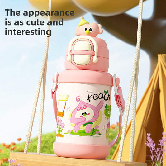 Cartoon Doll Children's Insulated Cup 316L Stainless Steel Outdoor Portable with Strap
