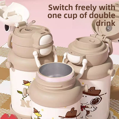 Snoopy Double Drink 316 Insulated Straw Cup