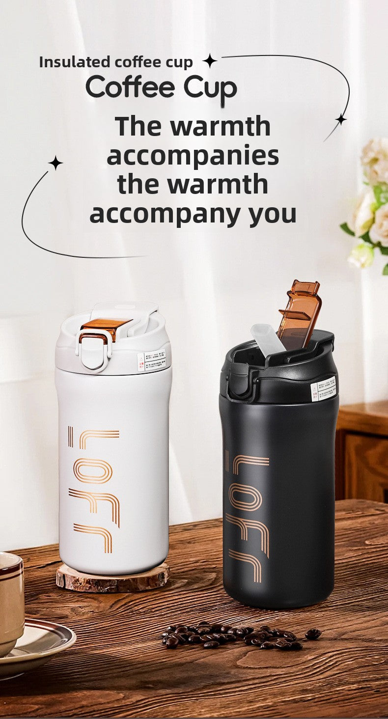 Coffee Cup Thermos Cup Double Drinking 316 Stainless Steel Portable Office Sports