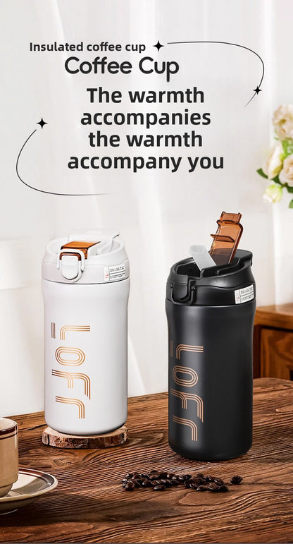 Coffee Cup Thermos Cup Double Drinking 316 Stainless Steel Portable Office Sports