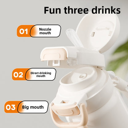 316 Stainless Steel One-Click Open Lid Insulated Cup with Straw for Sports, Outdoor, Fitness, and Office Use