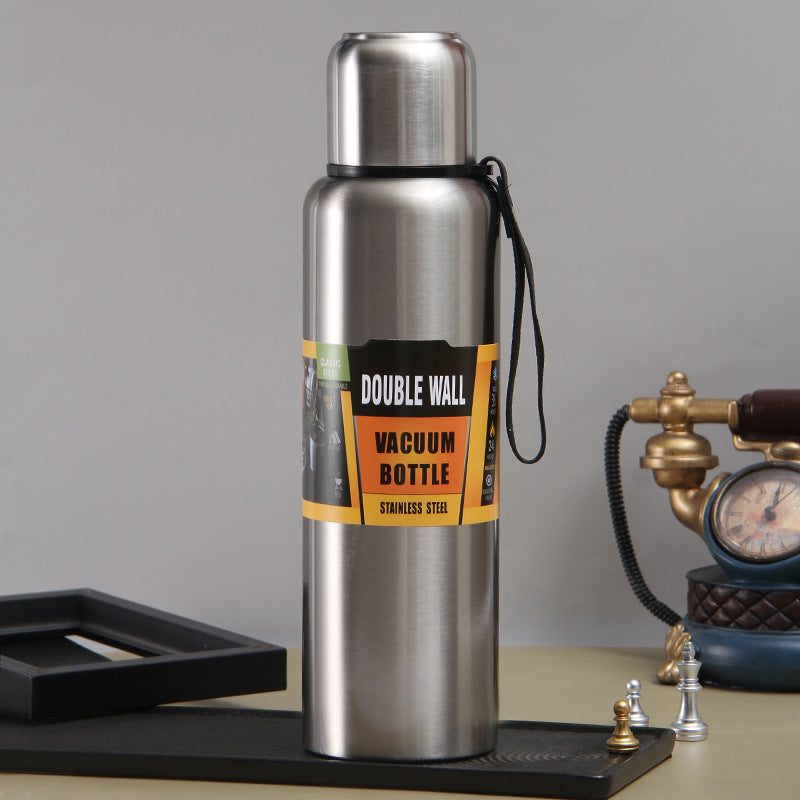 304 Stainless Steel Full Steel Sports Water Bottle Outdoor Portable Handheld Bullet Head Insulated Cup Hiking Travel Bottle