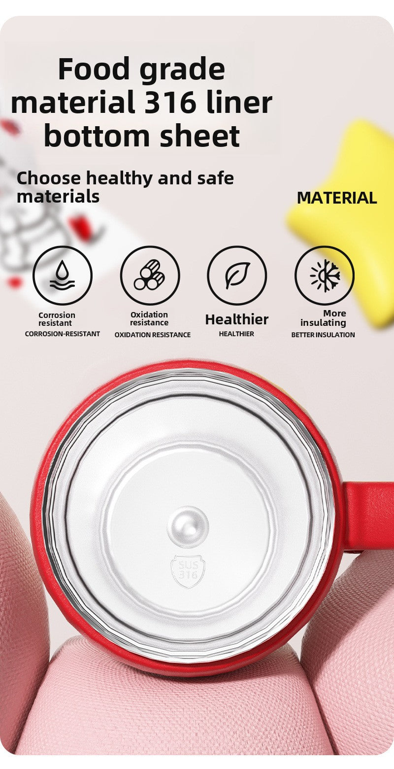 316L Stainless Steel Insulated Cup Cartoon Handle Straw Cup