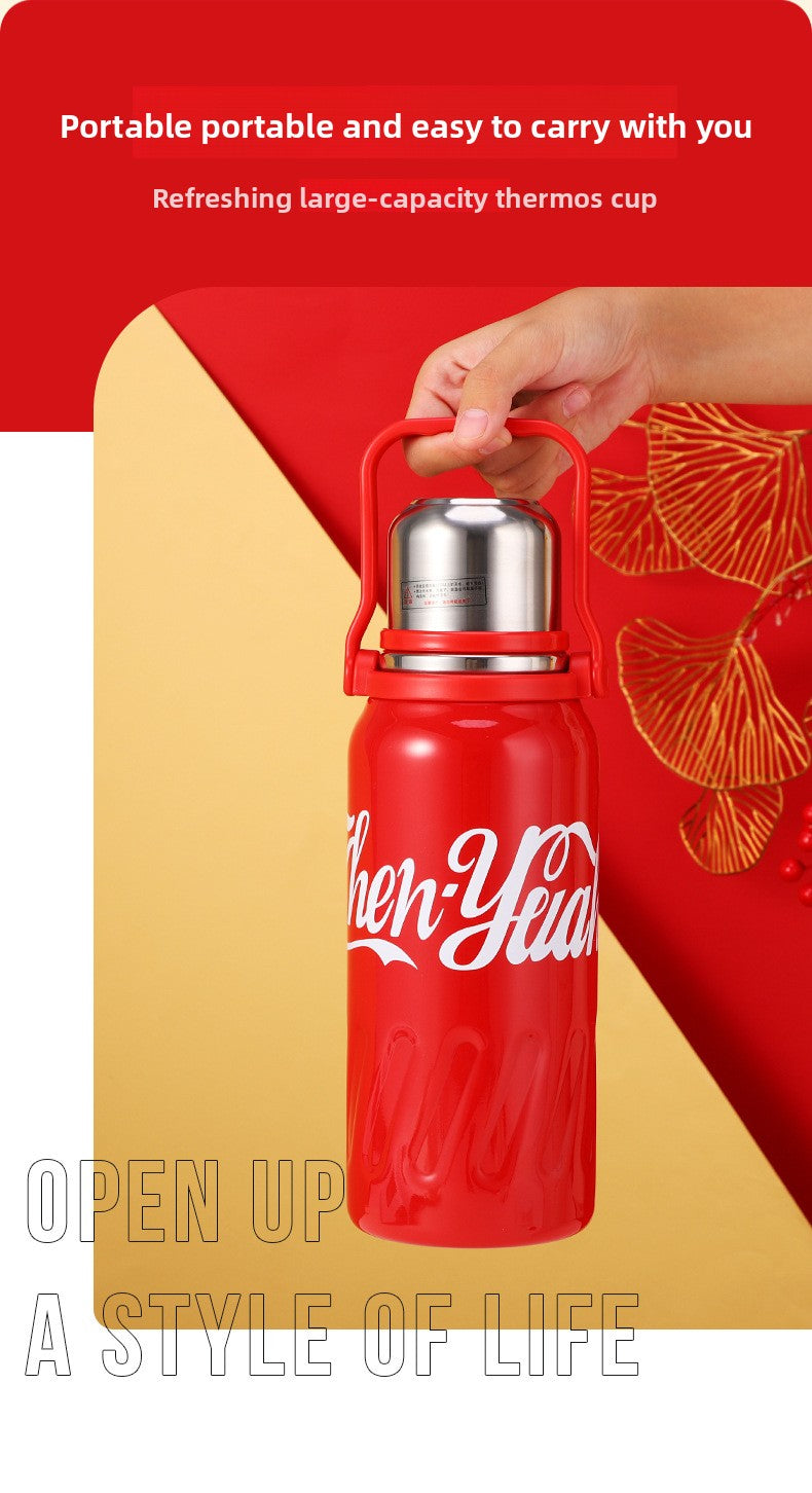 Large Capacity 316 Stainless Steel Insulated Cup Outdoor Portable Strap Water Bottle