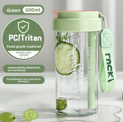 Simple Tritan Plastic Cup with Straw and Handle for Portable Sports Fitness Office Use