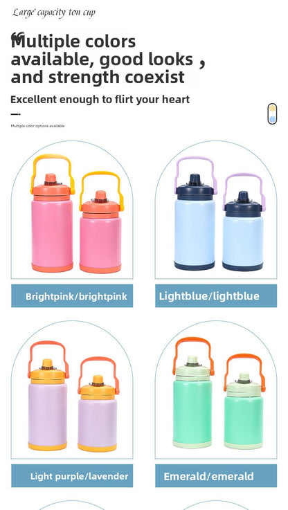Outdoor sports water bottle stainless steel large capacity thermos cup
