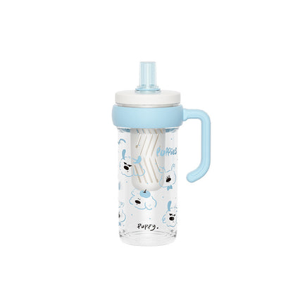 Large capacity portable straw cute handle plastic cup