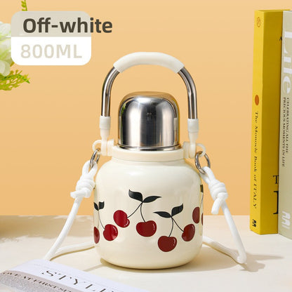 Handle Insulated Cup Student 316 Stainless Steel Portable Travel Water Bottle