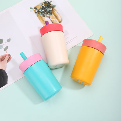 12oz Mini 304 Stainless Steel Silicone Straw Insulated Cup