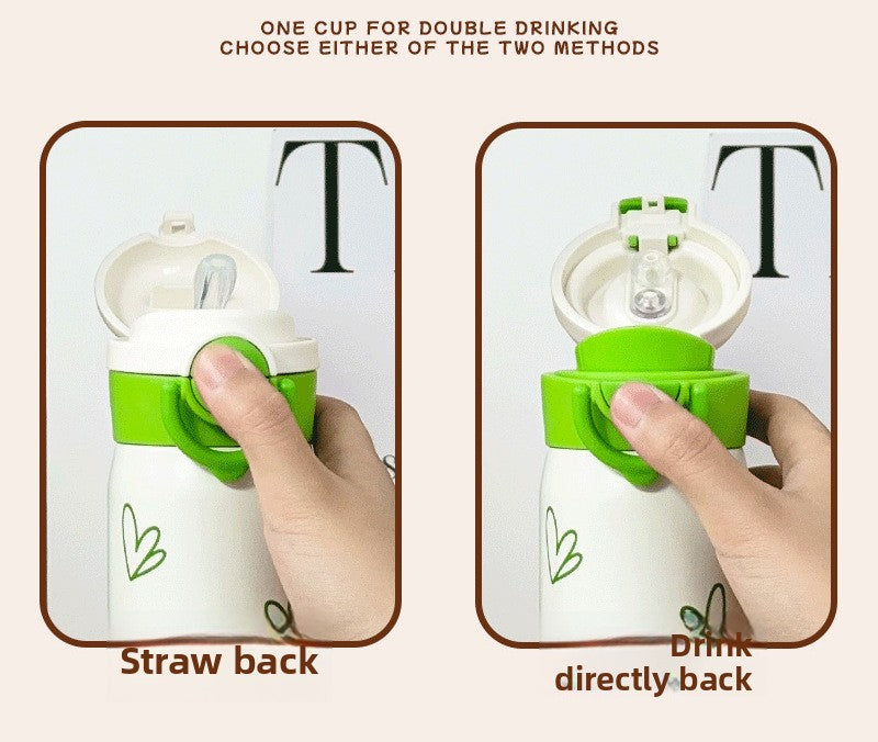 Tuya Insulated Cup Cartoon Bouncing Cup 316L Stainless Steel Straw Cup