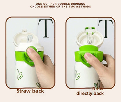 Tuya Insulated Cup Cartoon Bouncing Cup 316L Stainless Steel Straw Cup