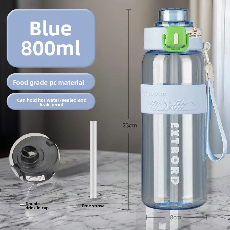 Outdoor travel cup large capacity sports water bottle with straw plastic cup