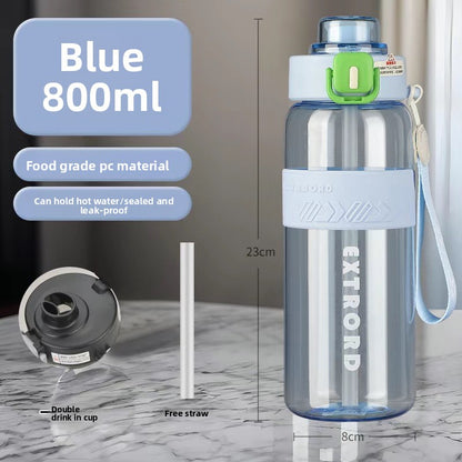 Outdoor travel cup large capacity sports water bottle with straw plastic cup