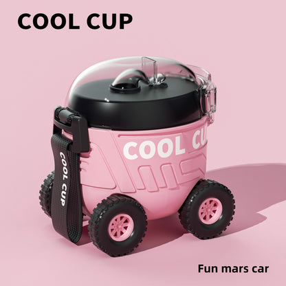 Mars Rover Plastic Cup Outdoor Portable Bounce Lid Straw Cup