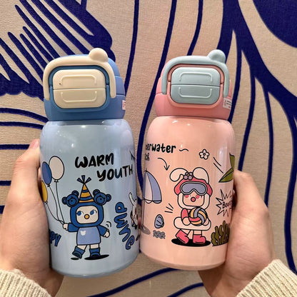 Children's Insulated Cup 316L Stainless Steel Insulated Cup Portable with Strap Water Bottle
