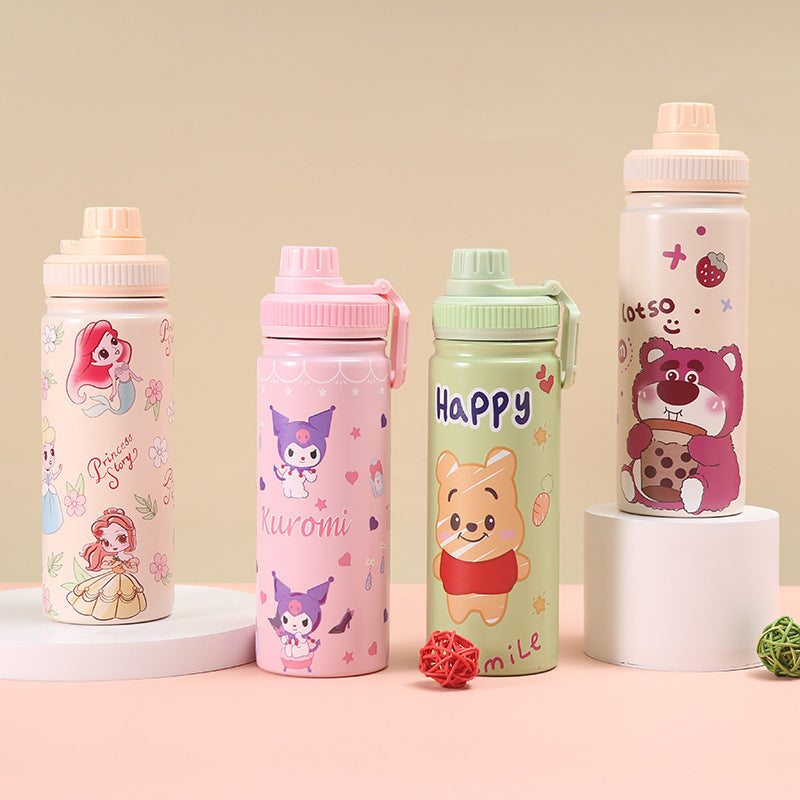 Cartoon Winnie the Pooh Strawberry Bear Stainless Steel Thermos Cup Large Capacity Sports Water Cup