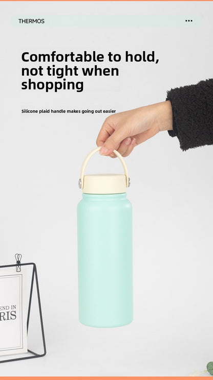 Portable 304 Stainless Steel Sports Wide Mouth Insulated Cup Outdoor Handheld Water Bottle