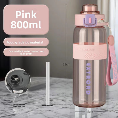 Outdoor travel cup large capacity sports water bottle with straw plastic cup