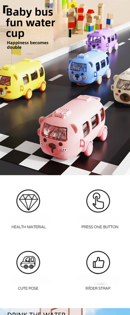 Back-to-School Season Toy Car Water Cup Children's Cartoon Plastic Cup with Strap Portable