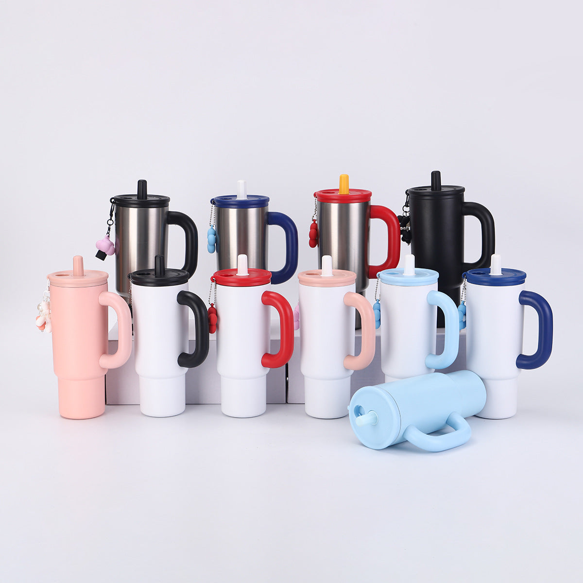 304 Stainless Steel Handle Insulated Cup Portable Car Straw Cup
