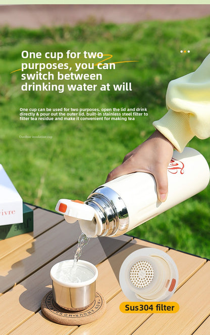 316 Stainless Steel Insulated Cup Outdoor Portable Insulated Bottle with Rope Bouncing Cup