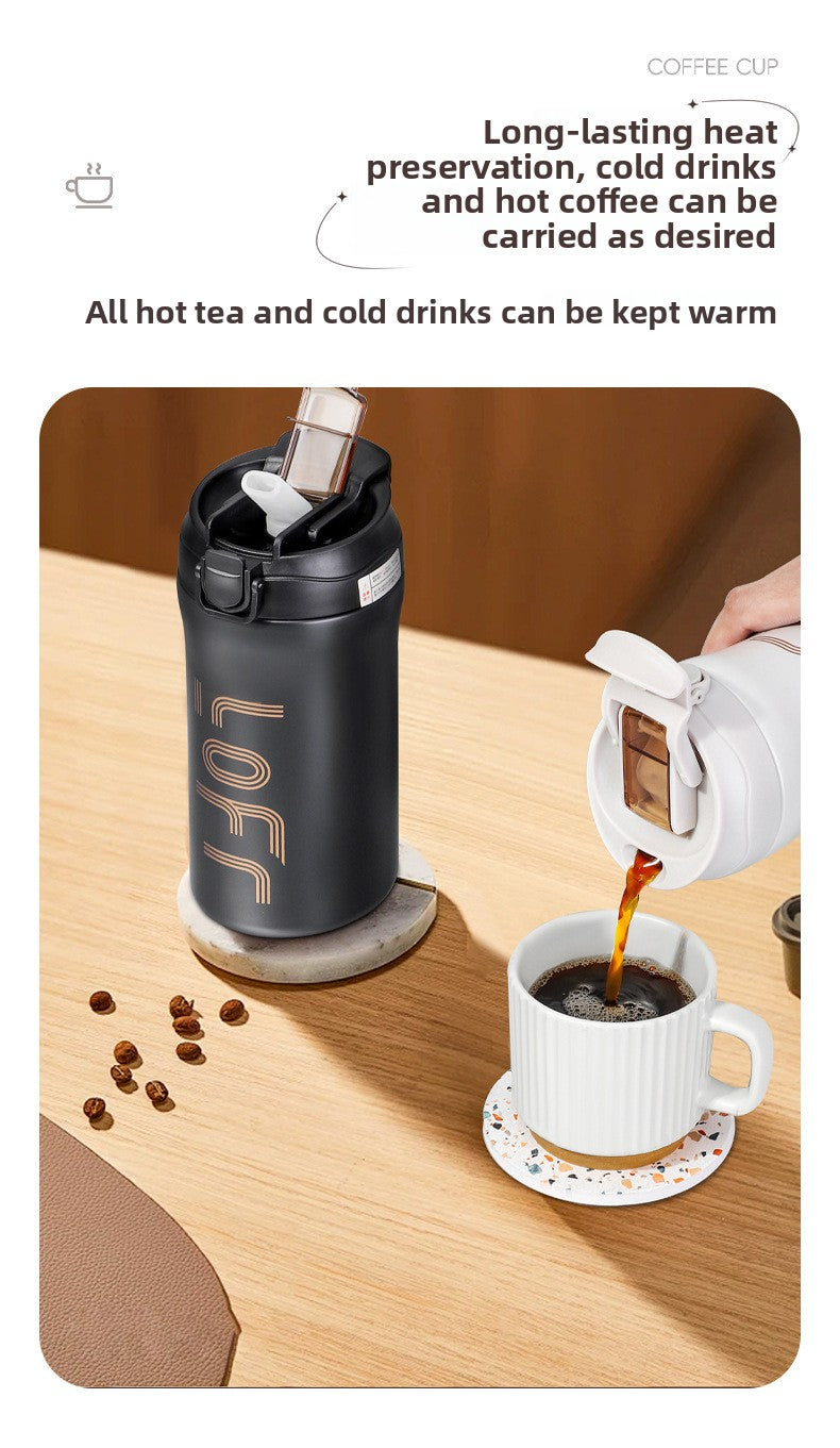 Coffee Cup Thermos Cup Double Drinking 316 Stainless Steel Portable Office Sports