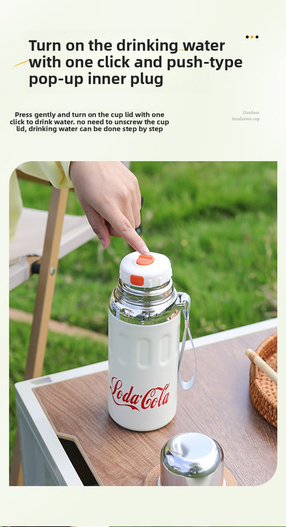 316 Stainless Steel Insulated Cup Outdoor Portable Insulated Bottle with Rope Bouncing Cup