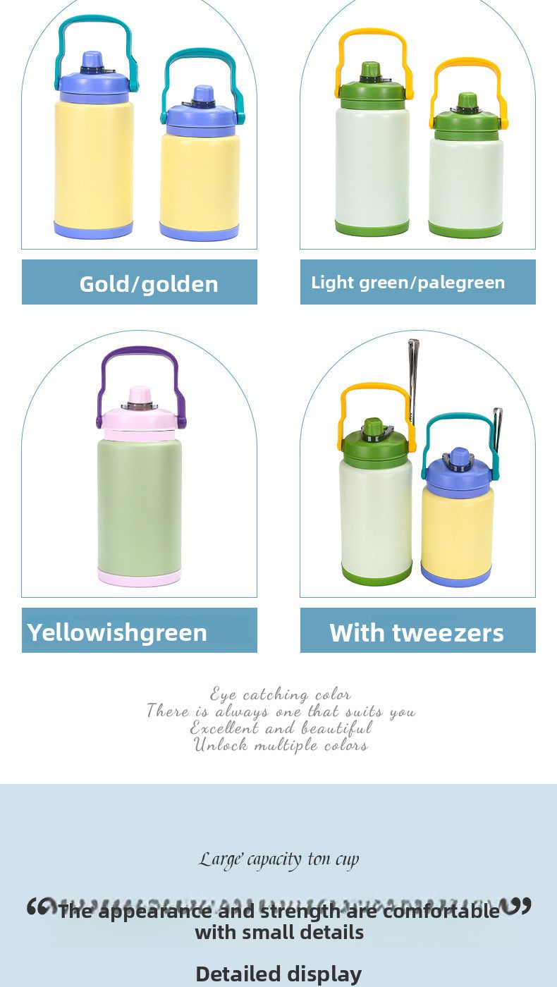 Outdoor sports water bottle stainless steel large capacity thermos cup