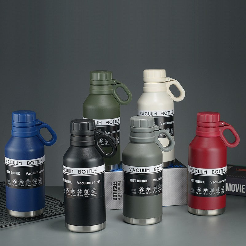 304 Large Capacity Stainless Steel American Style Hiking Sports Insulated Water Bottle Outdoor Travel Convenient