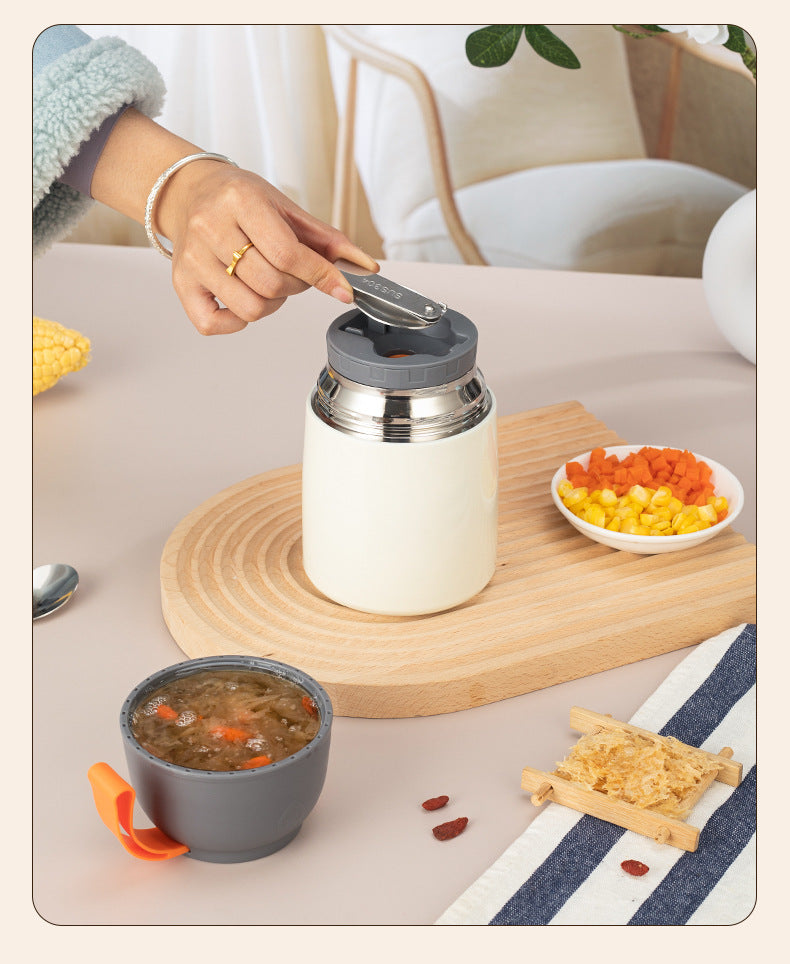 304 Stainless Steel Vacuum Insulated Lunch Box for Students and Office Workers with Portable Strap