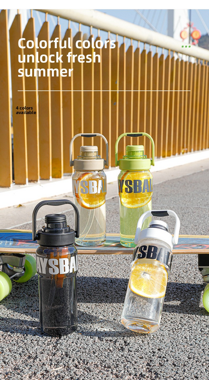 Large-capacity straw double-drink high-temperature resistant portable plastic cup