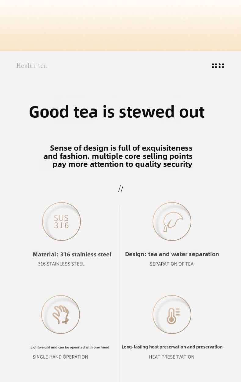 Large Capacity 316 Stainless Steel Tea Brewing Kettle Portable Handle Insulation Kettle