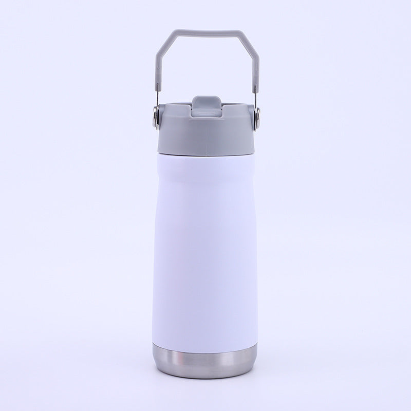 304 Stainless Steel Portable Sports Water Bottle with Straw for Hiking and Car Use