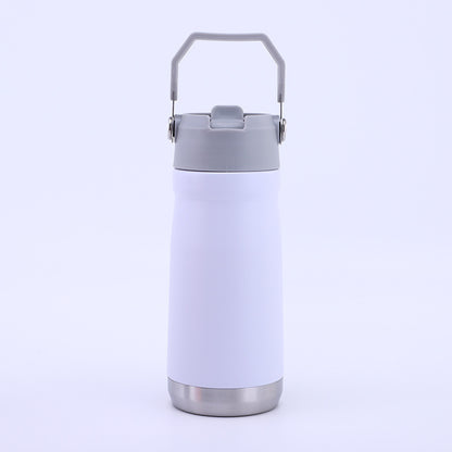 304 Stainless Steel Portable Sports Water Bottle with Straw for Hiking and Car Use