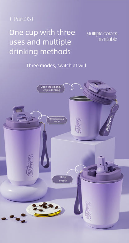 Simple 304 Stainless Steel Insulated Cup with Intelligent Temperature Measurement for Outdoor Sports and Portability