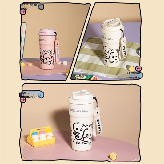 Ceramic Liner Double Drinking Rope Coffee Warmer Cup