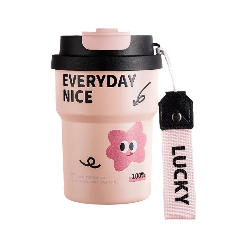 Double Drinking Coffee Cup 316 Stainless Steel Straw Cup