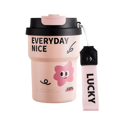 Double Drinking Coffee Cup 316 Stainless Steel Straw Cup