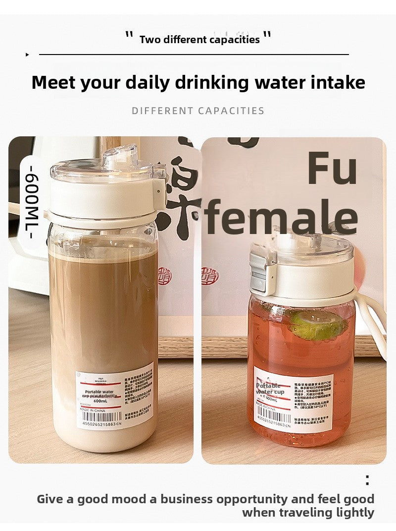 Student Simple Dual Drinking Sports Plastic Water Bottle