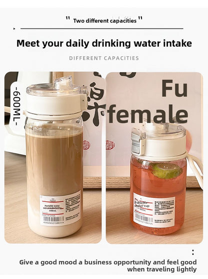 Student Simple Dual Drinking Sports Plastic Water Bottle